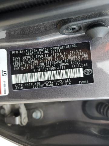 Photo 11 VIN: 4T1F11BK2NU057582 - TOYOTA CAMRY XLE 