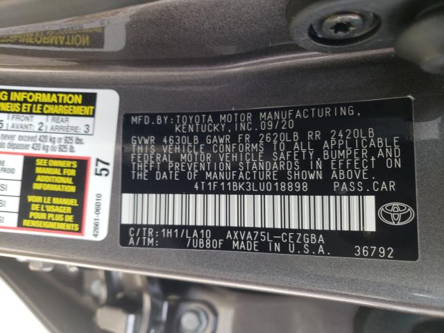 Photo 9 VIN: 4T1F11BK3LU018898 - TOYOTA CAMRY 