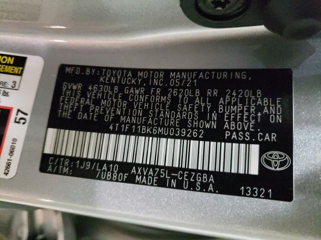 Photo 9 VIN: 4T1F11BK6MU039262 - TOYOTA CAMRY XLE 