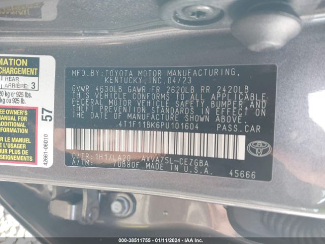 Photo 8 VIN: 4T1F11BK6PU101604 - TOYOTA CAMRY 