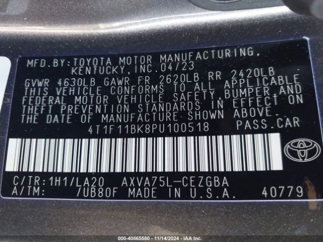 Photo 8 VIN: 4T1F11BK8PU100518 - TOYOTA CAMRY 