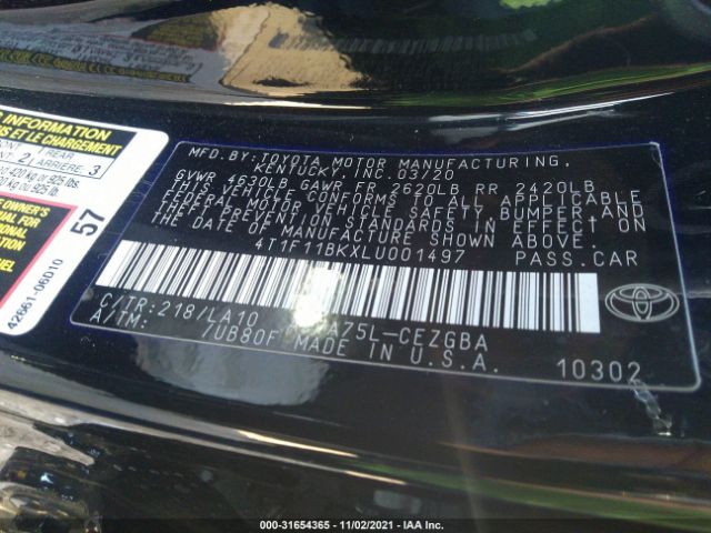 Photo 8 VIN: 4T1F11BKXLU001497 - TOYOTA CAMRY 