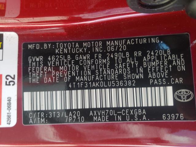 Photo 9 VIN: 4T1F31AK0LU536382 - TOYOTA CAMRY XLE 