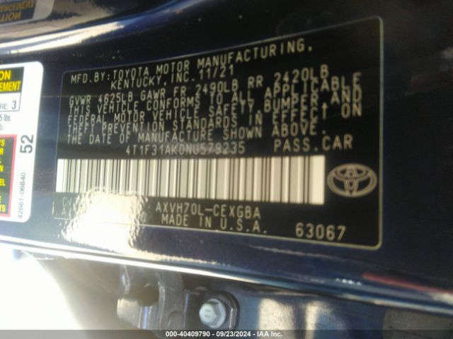 Photo 8 VIN: 4T1F31AK0NU579235 - TOYOTA CAMRY 