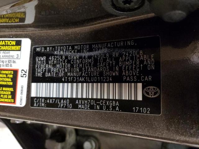 Photo 11 VIN: 4T1F31AK1LU011234 - TOYOTA CAMRY 