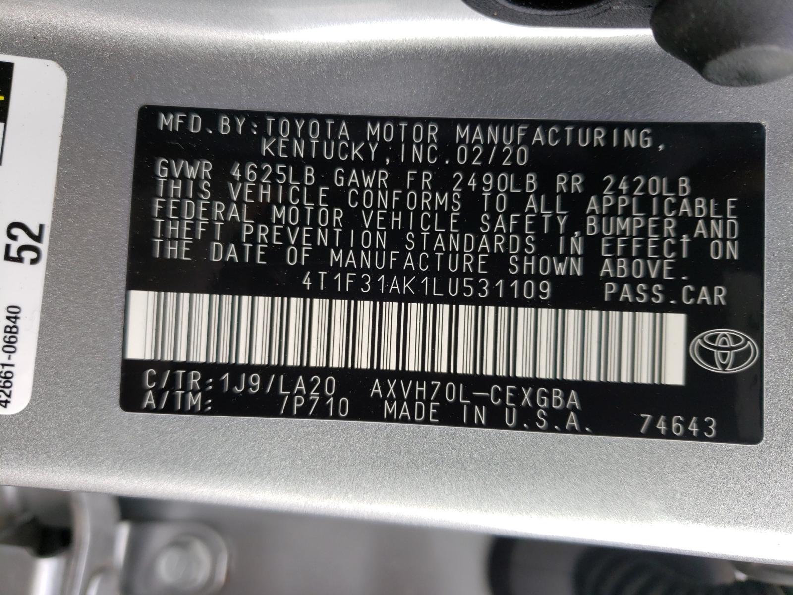 Photo 9 VIN: 4T1F31AK1LU531109 - TOYOTA CAMRY XLE 