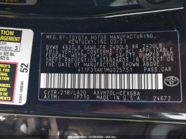 Photo 8 VIN: 4T1F31AK1MU025751 - TOYOTA CAMRY 