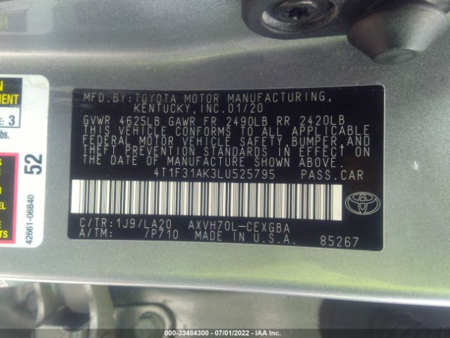 Photo 8 VIN: 4T1F31AK3LU525795 - TOYOTA CAMRY 