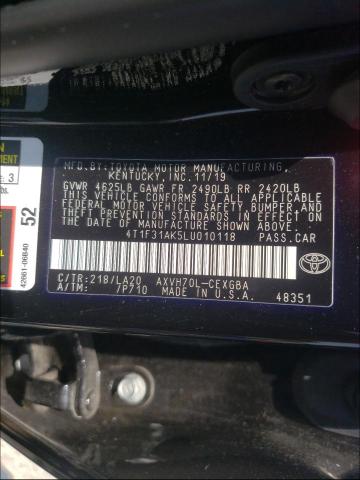 Photo 9 VIN: 4T1F31AK5LU010118 - TOYOTA CAMRY XLE 