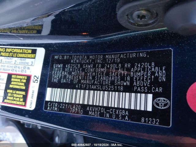 Photo 8 VIN: 4T1F31AK5LU525118 - TOYOTA CAMRY 