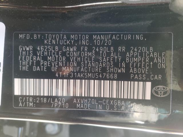 Photo 9 VIN: 4T1F31AK5MU547668 - TOYOTA CAMRY XLE 