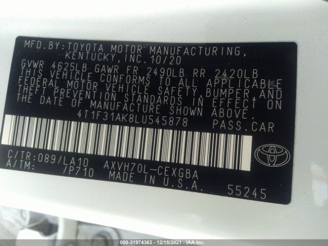 Photo 8 VIN: 4T1F31AK8LU545878 - TOYOTA CAMRY HYBRID 