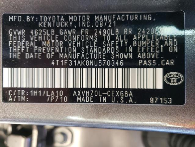 Photo 9 VIN: 4T1F31AK8NU570346 - TOYOTA CAMRY XLE 