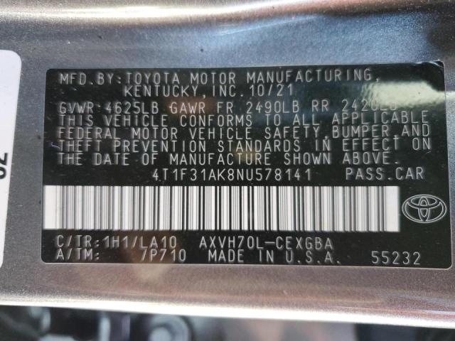 Photo 9 VIN: 4T1F31AK8NU578141 - TOYOTA CAMRY XLE 