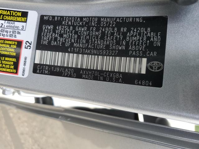 Photo 11 VIN: 4T1F31AK9NU593327 - TOYOTA CAMRY XLE 