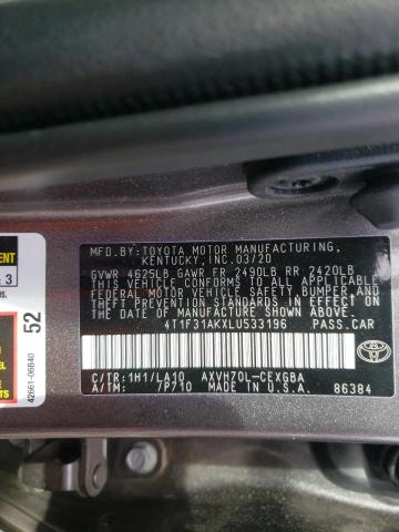 Photo 9 VIN: 4T1F31AKXLU533196 - TOYOTA CAMRY XLE 