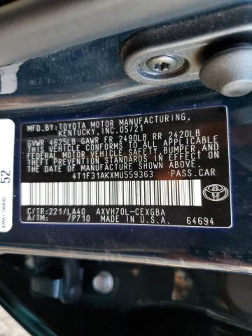 Photo 12 VIN: 4T1F31AKXMU559363 - TOYOTA CAMRY XLE 