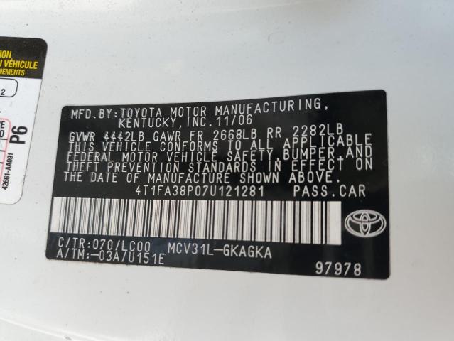 Photo 11 VIN: 4T1FA38P07U121281 - TOYOTA CAMRY SOLA 