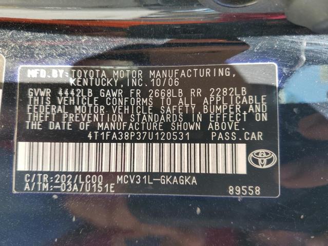 Photo 11 VIN: 4T1FA38P37U120531 - TOYOTA CAMRY SOLA 