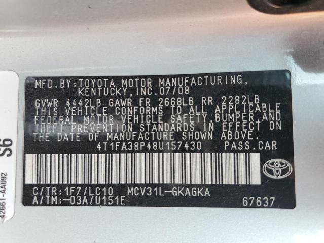 Photo 11 VIN: 4T1FA38P48U157430 - TOYOTA CAMRY SOLA 