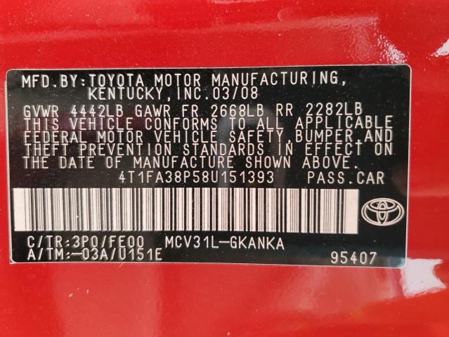 Photo 11 VIN: 4T1FA38P58U151393 - TOYOTA CAMRY SOLA 