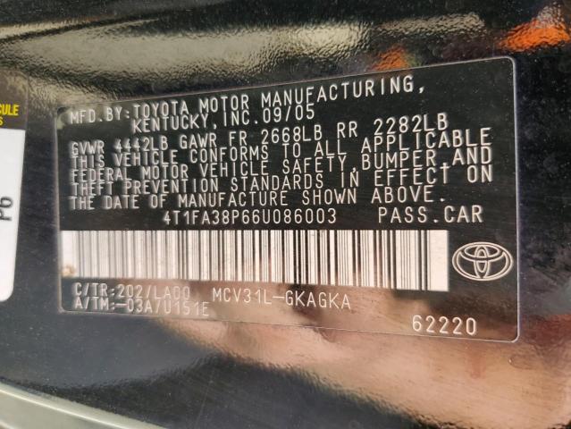 Photo 12 VIN: 4T1FA38P66U086003 - TOYOTA CAMRY SOLA 