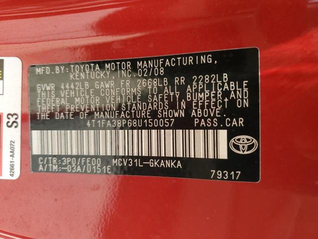 Photo 12 VIN: 4T1FA38P68U150057 - TOYOTA CAMRY SOLA 