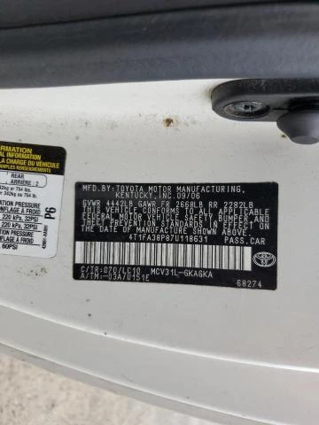 Photo 11 VIN: 4T1FA38P87U118631 - TOYOTA CAMRY SOLA 