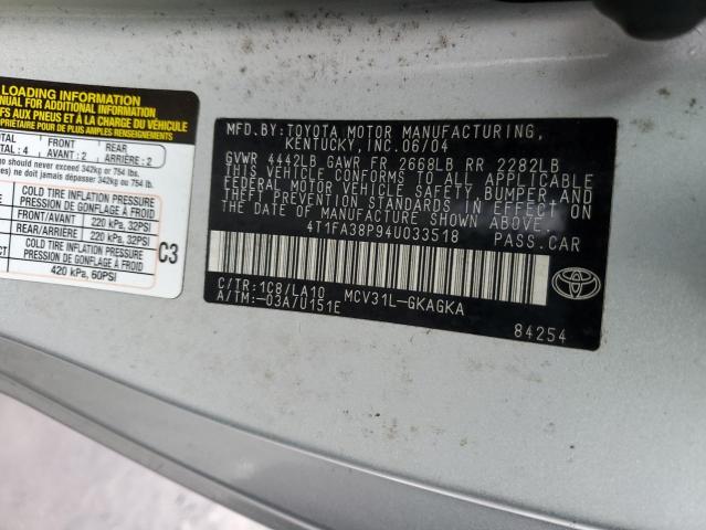 Photo 11 VIN: 4T1FA38P94U033518 - TOYOTA CAMRY SOLA 