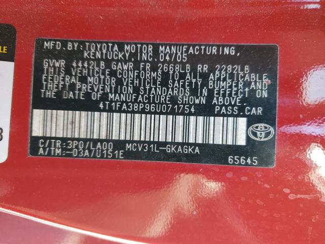 Photo 11 VIN: 4T1FA38P96U071754 - TOYOTA CAMRY SOLA 