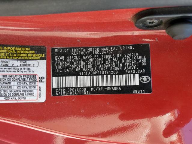 Photo 11 VIN: 4T1FA38P97U131209 - TOYOTA CAMRY SOLA 