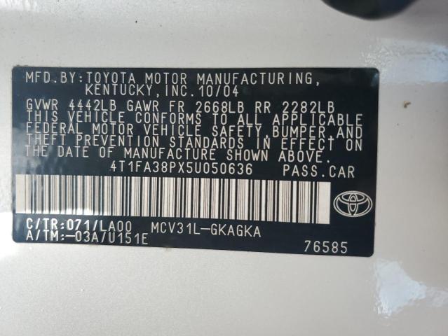 Photo 11 VIN: 4T1FA38PX5U050636 - TOYOTA CAMRY SOLA 