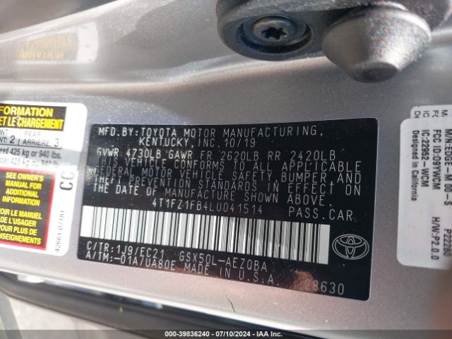 Photo 8 VIN: 4T1FZ1FB4LU041514 - TOYOTA AVALON 