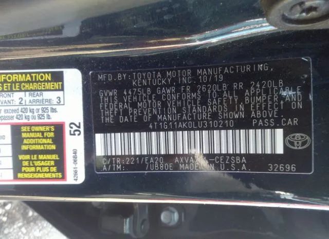 Photo 8 VIN: 4T1G11AK0LU310210 - TOYOTA CAMRY 