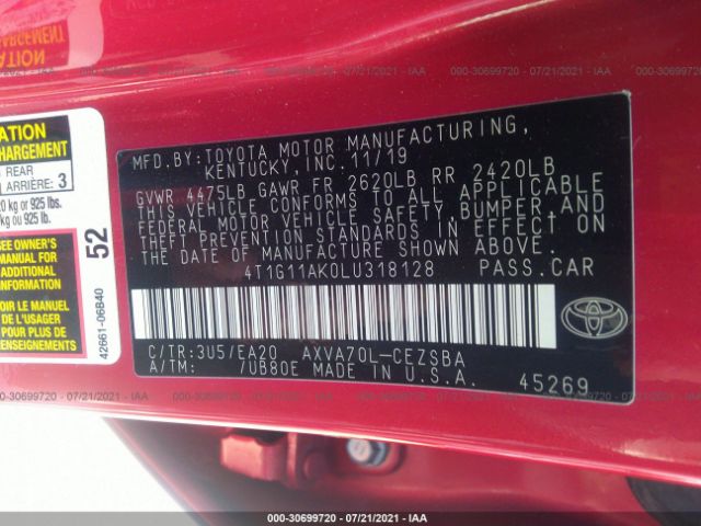 Photo 8 VIN: 4T1G11AK0LU318128 - TOYOTA CAMRY 