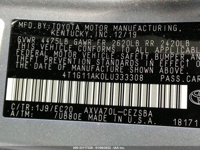 Photo 8 VIN: 4T1G11AK0LU333308 - TOYOTA CAMRY 