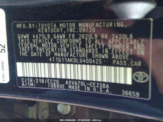 Photo 8 VIN: 4T1G11AK0LU400425 - TOYOTA CAMRY 