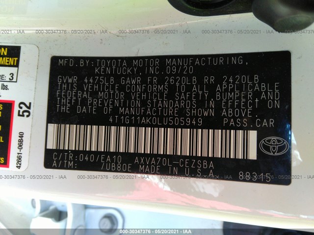 Photo 8 VIN: 4T1G11AK0LU505949 - TOYOTA CAMRY 