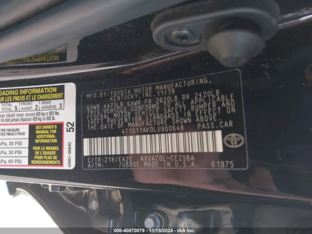 Photo 8 VIN: 4T1G11AK0LU900648 - TOYOTA CAMRY 