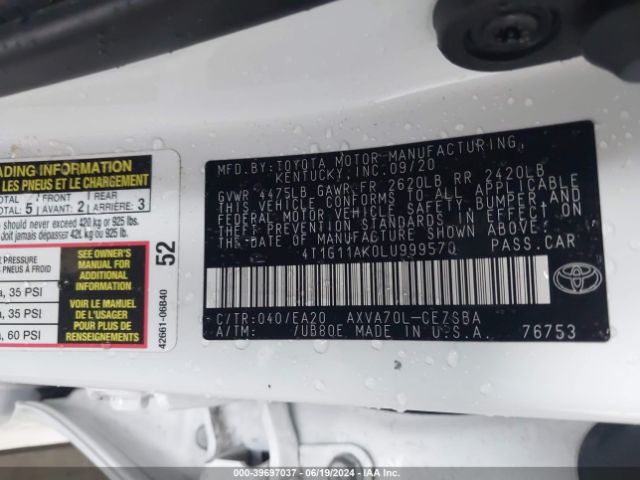 Photo 8 VIN: 4T1G11AK0LU999570 - TOYOTA CAMRY 