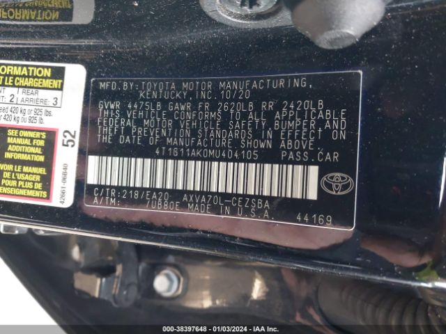 Photo 8 VIN: 4T1G11AK0MU404105 - TOYOTA CAMRY 