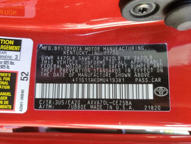 Photo 11 VIN: 4T1G11AK0MU419381 - TOYOTA CAMRY SE 