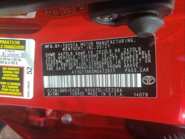 Photo 9 VIN: 4T1G11AK0MU472677 - TOYOTA CAMRY SE 