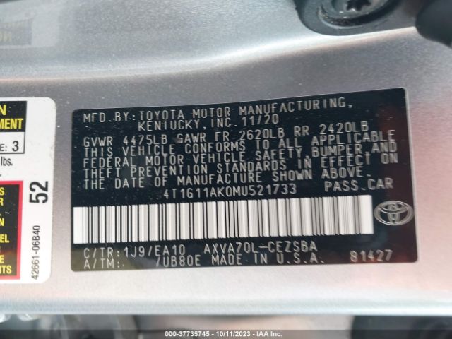 Photo 8 VIN: 4T1G11AK0MU521733 - TOYOTA CAMRY 