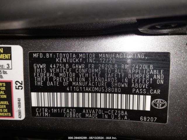 Photo 8 VIN: 4T1G11AK0MU538080 - TOYOTA CAMRY 