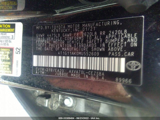 Photo 8 VIN: 4T1G11AK0MU552609 - TOYOTA CAMRY 