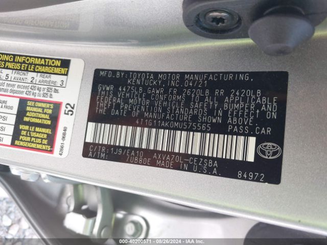 Photo 8 VIN: 4T1G11AK0MU575565 - TOYOTA CAMRY 