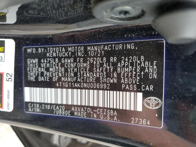 Photo 12 VIN: 4T1G11AK0NU006992 - TOYOTA CAMRY 