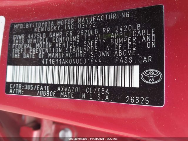 Photo 8 VIN: 4T1G11AK0NU031844 - TOYOTA CAMRY 