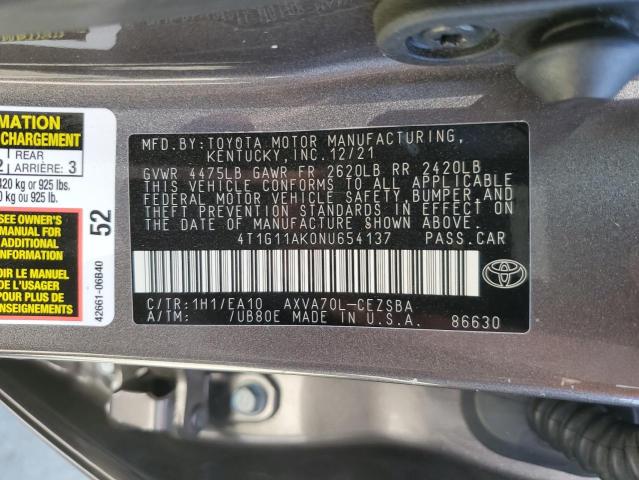 Photo 12 VIN: 4T1G11AK0NU654137 - TOYOTA CAMRY SE 